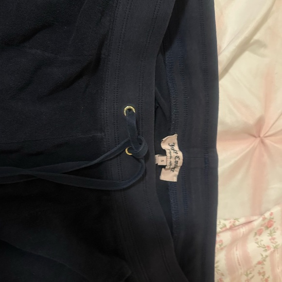 VINTAGE Juicy couture Navy Blue Velour Track Pants ✨ Low Rise Flare Y2K - Picture 4 of 8